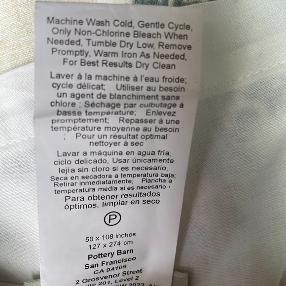 COPY - Pottery Barn Drapes Cream and Blue Blackout 50X108in - Picture 4 of 8